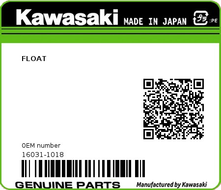 Product image: Kawasaki - 16031-1018 - FLOAT  0