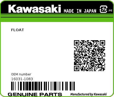 Product image: Kawasaki - 16031-1083 - FLOAT  0