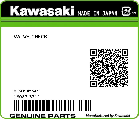 Product image: Kawasaki - 16087-3711 - VALVE-CHECK  0