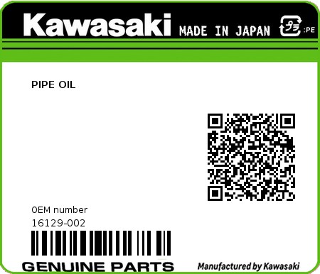 Product image: Kawasaki - 16129-002 - PIPE OIL  0