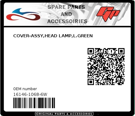 Product image:  - 16146-1068-6W - COVER-ASSY,HEAD LAMP,L.GREEN  0