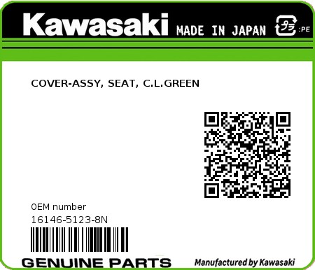 Product image: Kawasaki - 16146-5123-8N - COVER-ASSY, SEAT, C.L.GREEN  0