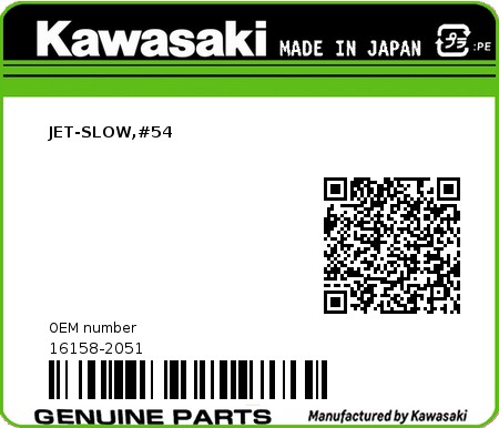 Product image: Kawasaki - 16158-2051 - JET-SLOW,#54  0