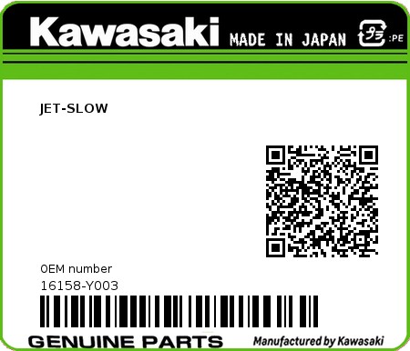 Product image: Kawasaki - 16158-Y003 - JET-SLOW  0