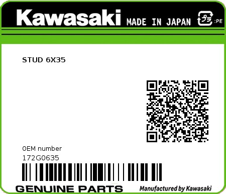 Product image: Kawasaki - 172G0635 - STUD 6X35  0