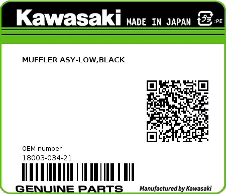 Product image: Kawasaki - 18003-034-21 - MUFFLER ASY-LOW,BLACK  0