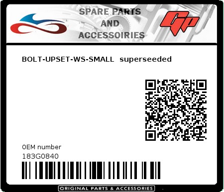 Product image:  - 183G0840 - BOLT-UPSET-WS-SMALL  superseeded  0