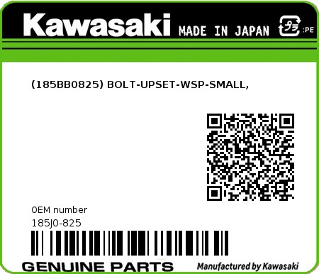 Product image: Kawasaki - 185J0-825 - (185BB0825) BOLT-UPSET-WSP-SMALL,  0