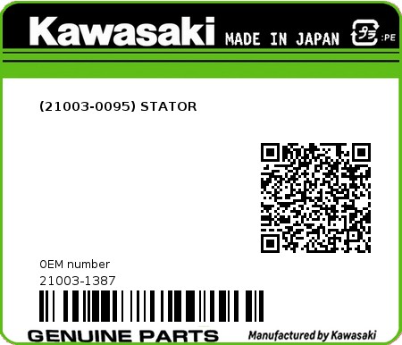 Product image: Kawasaki - 21003-1387 - (21003-0095) STATOR  0
