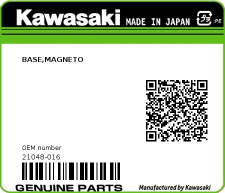Product image: Kawasaki - 21048-016 - BASE,MAGNETO  0