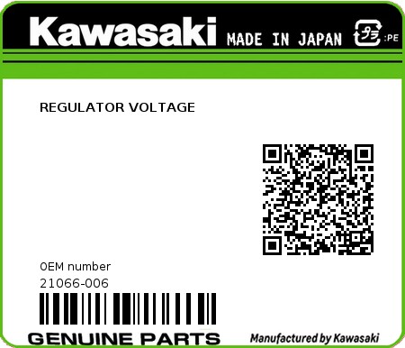 Product image: Kawasaki - 21066-006 - REGULATOR VOLTAGE  0