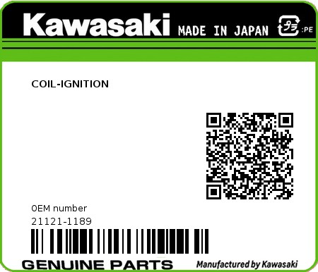 Product image: Kawasaki - 21121-1189 - COIL-IGNITION  0