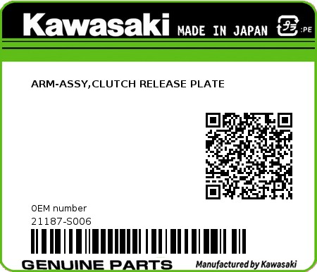 Product image: Kawasaki - 21187-S006 - ARM-ASSY,CLUTCH RELEASE PLATE  0