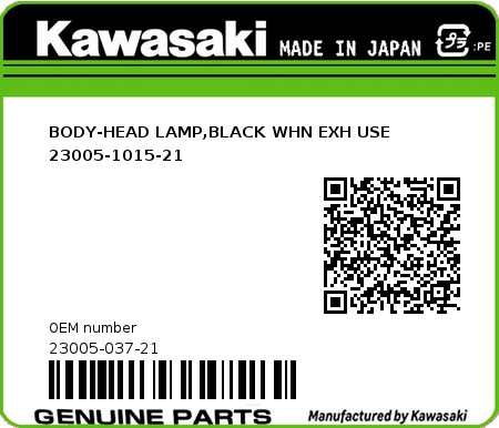 Product image: Kawasaki - 23005-037-21 - BODY-HEAD LAMP,BLACK WHN EXH USE 23005-1015-21  0