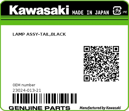 Product image: Kawasaki - 23024-013-21 - LAMP ASSY-TAIL,BLACK  0