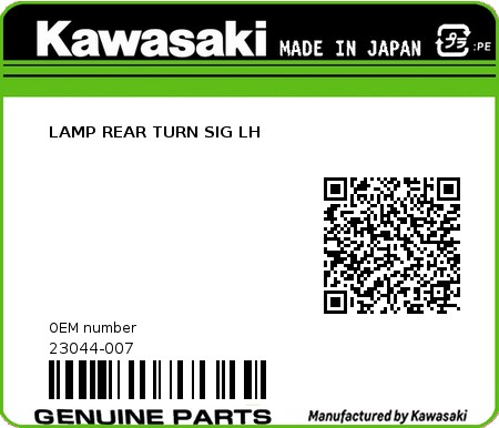 Product image: Kawasaki - 23044-007 - LAMP REAR TURN SIG LH  0