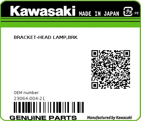 Product image: Kawasaki - 23064-004-21 - BRACKET-HEAD LAMP,BRK  0