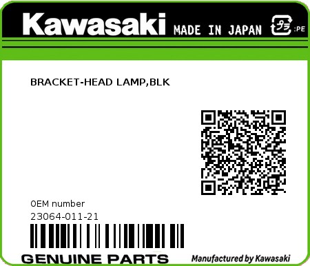 Product image: Kawasaki - 23064-011-21 - BRACKET-HEAD LAMP,BLK  0
