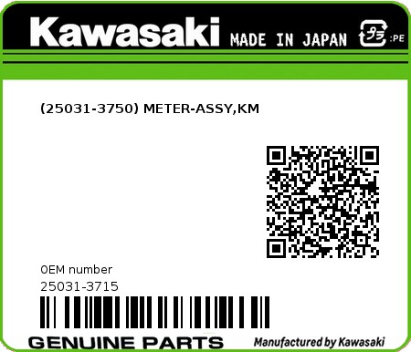 Product image: Kawasaki - 25031-3715 - (25031-3750) METER-ASSY,KM  0