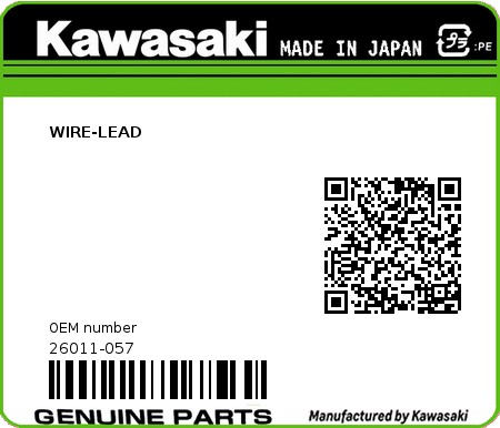 Product image: Kawasaki - 26011-057 - WIRE-LEAD  0