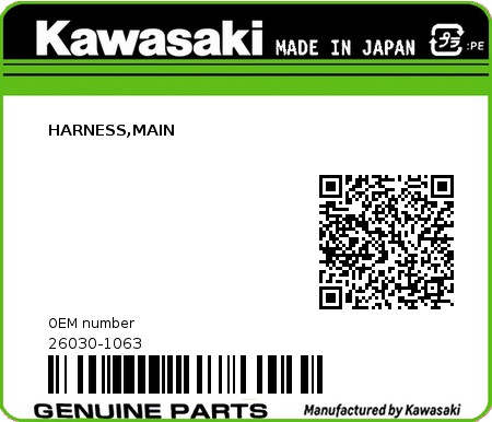 Product image: Kawasaki - 26030-1063 - HARNESS,MAIN  0