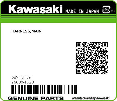 Product image: Kawasaki - 26030-1523 - HARNESS,MAIN  0