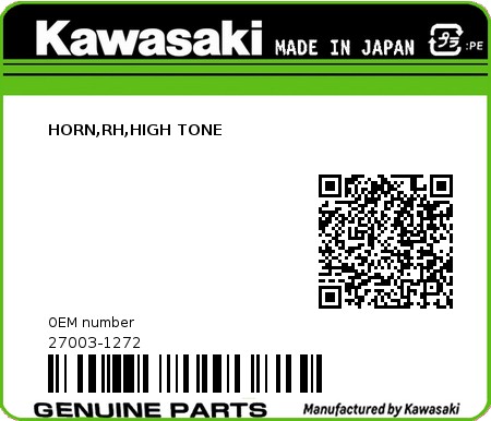 Product image: Kawasaki - 27003-1272 - HORN,RH,HIGH TONE  0