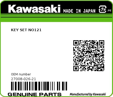 Product image: Kawasaki - 27008-026-21 - KEY SET NO121  0