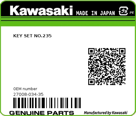 Product image: Kawasaki - 27008-034-35 - KEY SET NO.235  0