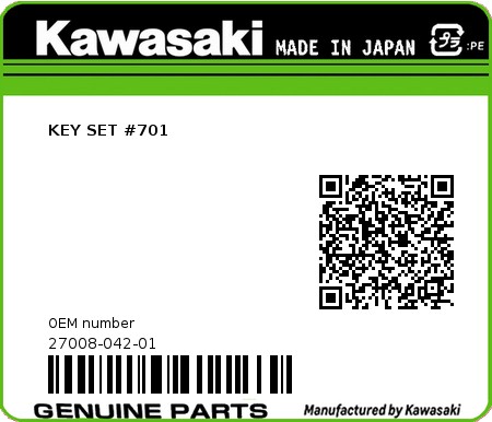 Product image: Kawasaki - 27008-042-01 - KEY SET #701  0