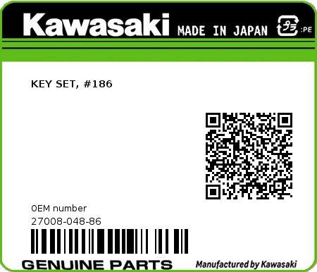 Product image: Kawasaki - 27008-048-86 - KEY SET, #186  0
