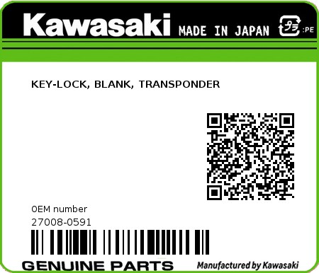 Product image: Kawasaki - 27008-0591 - KEY-LOCK, BLANK, TRANSPONDER  0