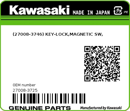 Product image: Kawasaki - 27008-3725 - (27008-3746) KEY-LOCK,MAGNETIC SW,  0
