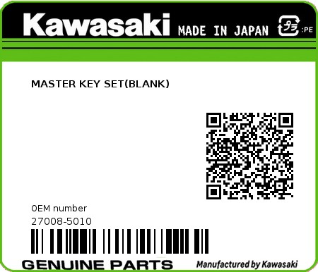 Product image: Kawasaki - 27008-5010 - MASTER KEY SET(BLANK)  0