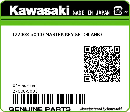 Product image: Kawasaki - 27008-5031 - (27008-5040) MASTER KEY SET(BLANK)  0