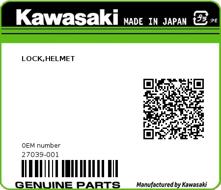 Product image: Kawasaki - 27039-001 - LOCK,HELMET  0
