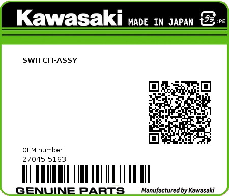 Product image: Kawasaki - 27045-5163 - SWITCH-ASSY  0