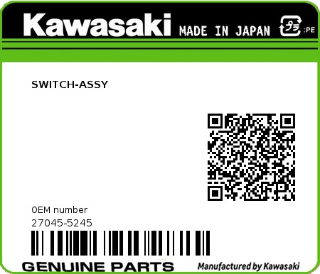 Product image: Kawasaki - 27045-5245 - SWITCH-ASSY  0