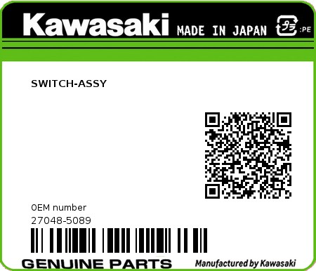 Product image: Kawasaki - 27048-5089 - SWITCH-ASSY  0