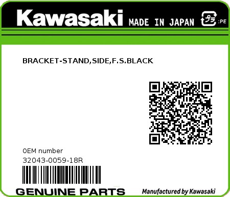 Product image: Kawasaki - 32043-0059-18R - BRACKET-STAND,SIDE,F.S.BLACK  0