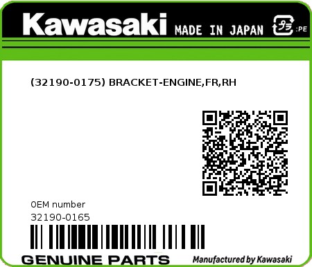 Product image: Kawasaki - 32190-0165 - (32190-0175) BRACKET-ENGINE,FR,RH  0