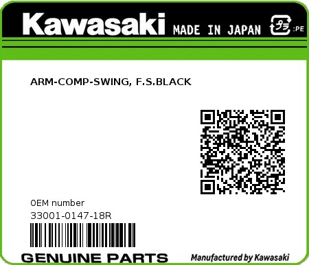 Product image: Kawasaki - 33001-0147-18R - ARM-COMP-SWING, F.S.BLACK  0