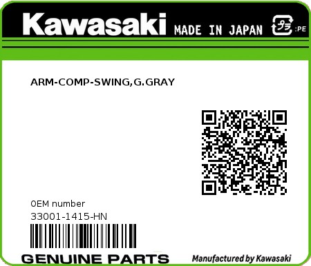 Product image: Kawasaki - 33001-1415-HN - ARM-COMP-SWING,G.GRAY  0