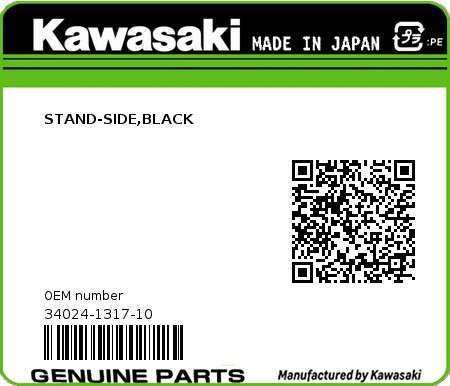 Product image: Kawasaki - 34024-1317-10 - STAND-SIDE,BLACK  0