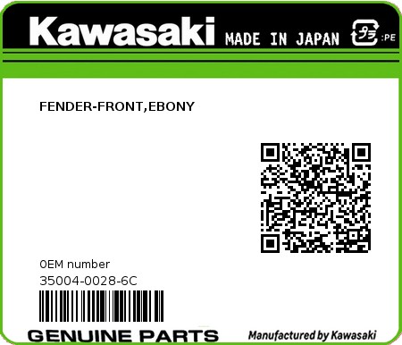 Product image: Kawasaki - 35004-0028-6C - FENDER-FRONT,EBONY  0