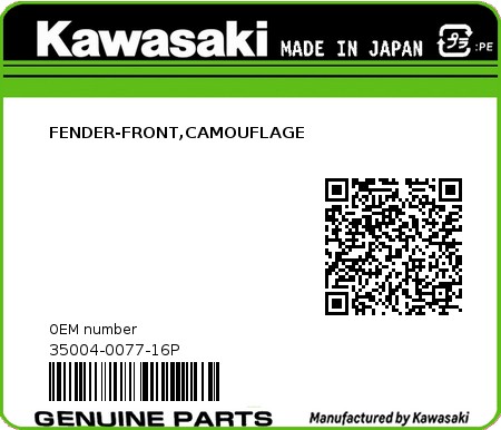 Product image: Kawasaki - 35004-0077-16P - FENDER-FRONT,CAMOUFLAGE  0