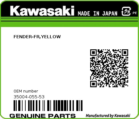 Product image: Kawasaki - 35004-055-53 - FENDER-FR,YELLOW  0