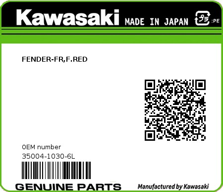 Product image: Kawasaki - 35004-1030-6L - FENDER-FR,F.RED  0