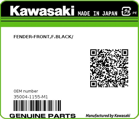 Product image: Kawasaki - 35004-1155-M1 - FENDER-FRONT,F.BLACK/  0