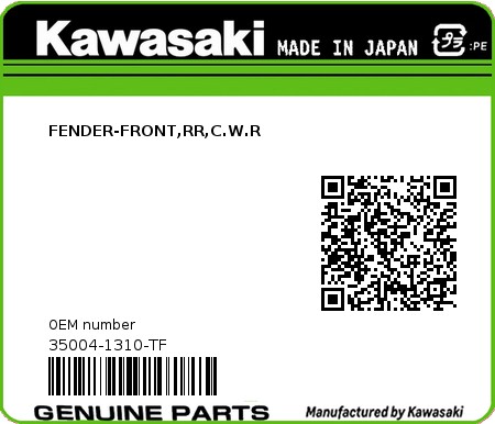 Product image: Kawasaki - 35004-1310-TF - FENDER-FRONT,RR,C.W.R  0